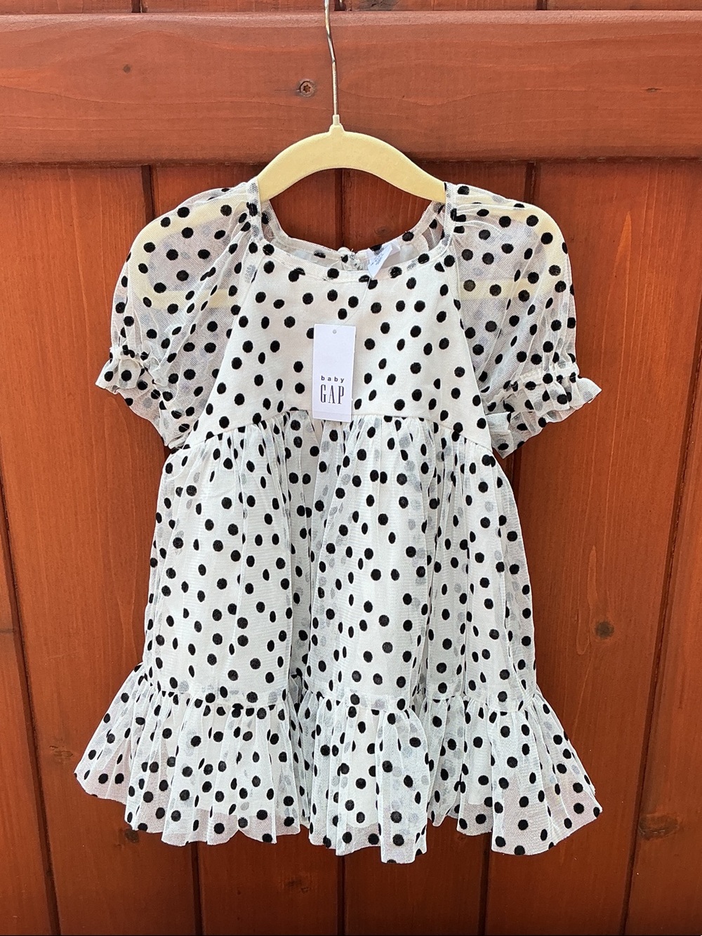 GAP White Baby Dress with Black Polka Dots
